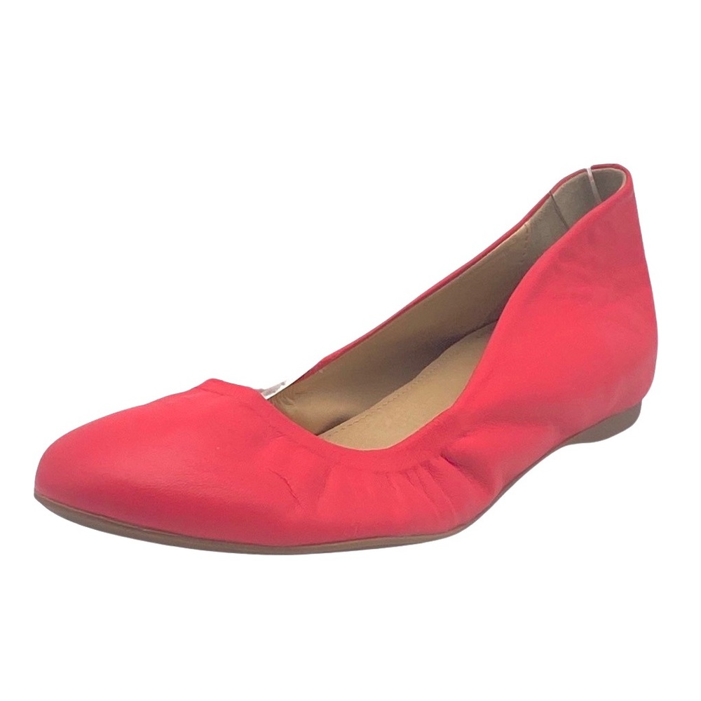 J.Crew Leather Lipstick Coral Slip On Ballet Flats Size 7.5